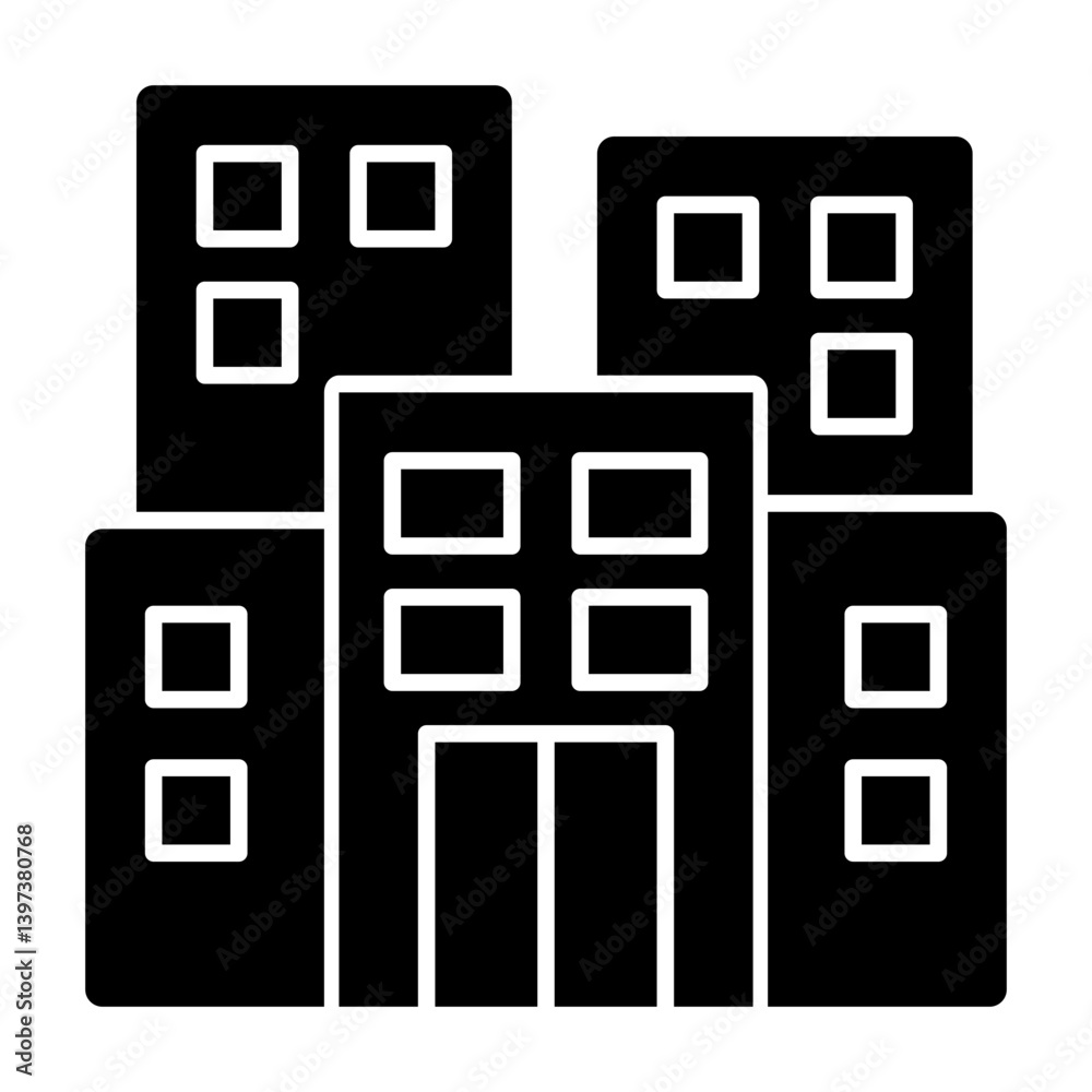 Apartment complex solid icon Apartment complex solid icon