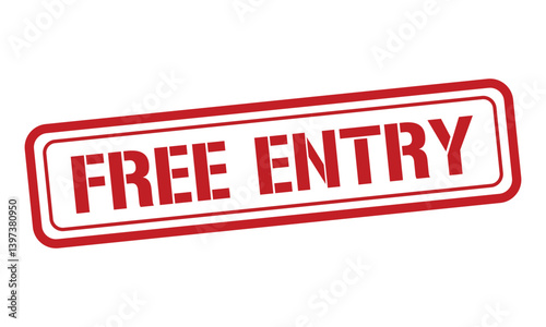 FREE ENTRY red stamp text vector, rubber stamp