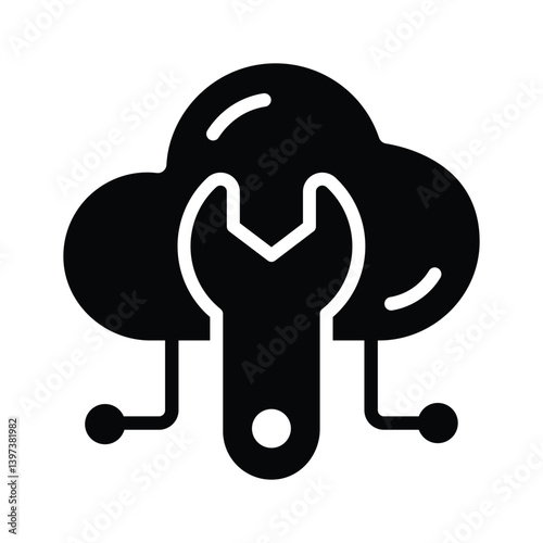 Cloud repair icon creatively designed in glyph style