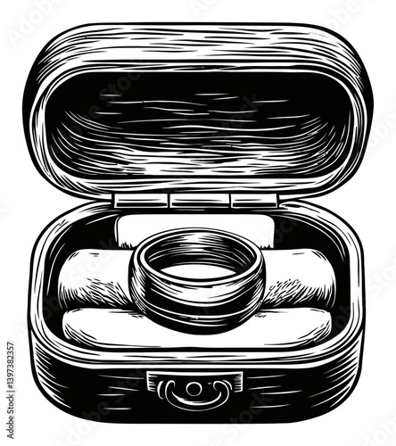 Vintage Jewelry Case with Ring and Cushion Padding Inside