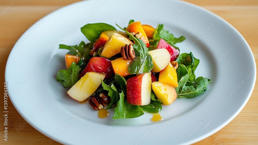 Colorful Apple Salad with Fresh Greens, Crunchy Nuts and a Light Dressing for Vibrant Summer Dish Colorful Apple Salad with Fresh Greens, Crunchy Nuts and a Light Dressing for Vibrant Summer Dish