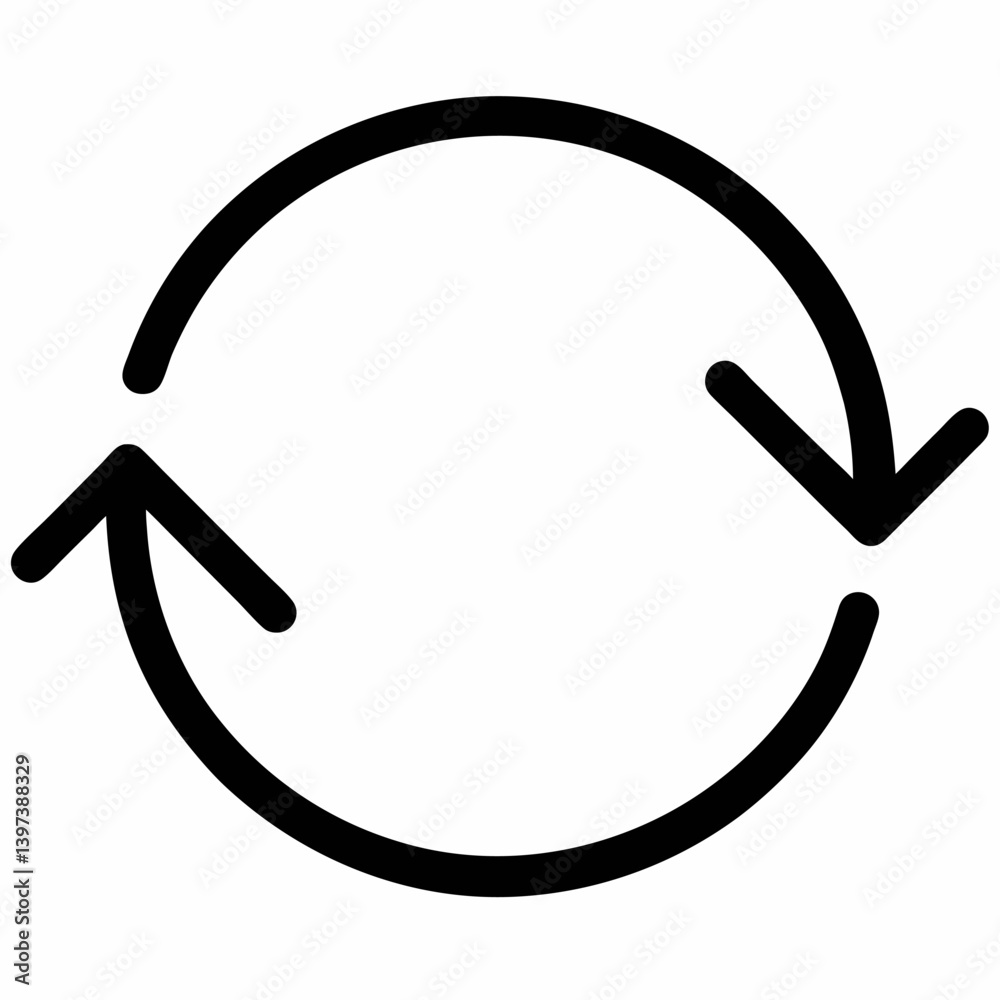 minimal vector icon of two circular arrows forming a sync or refresh loop outline style on a white background minimal vector icon of two circular arrows forming a sync or refresh loop outline style on a white background