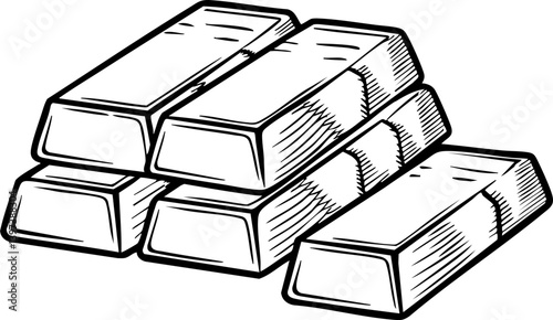 A stack of gold bars, symbolizing wealth and luxury, depicted in a simple, monochromatic style.