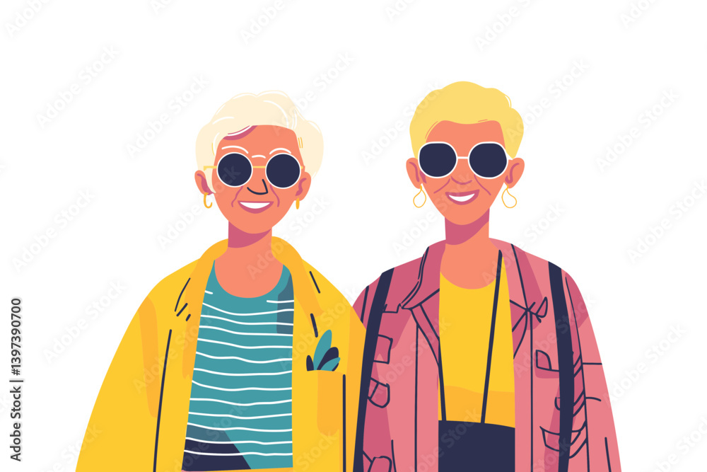 Flat vector illustration of two women LGBTQ Flat vector illustration of two women LGBTQ