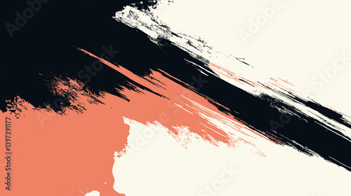 A flat vector graphic background of black and pale peach pink grey grunge lines on a white background