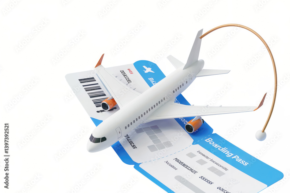 Plane and boarding pass illustration Plane and boarding pass illustration