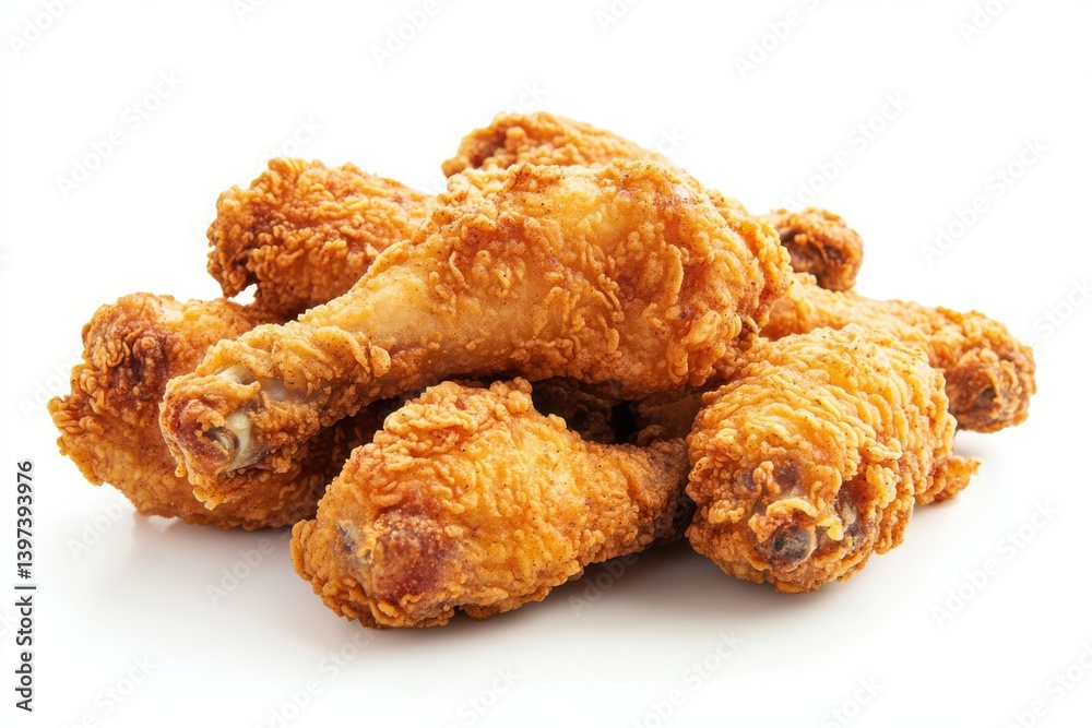 Pile of crispy fried chicken drumsticks isolated on white background Pile of crispy fried chicken drumsticks isolated on white background