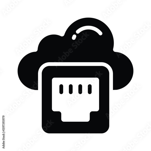 Visually appealing glyph style icon of cloud port technology