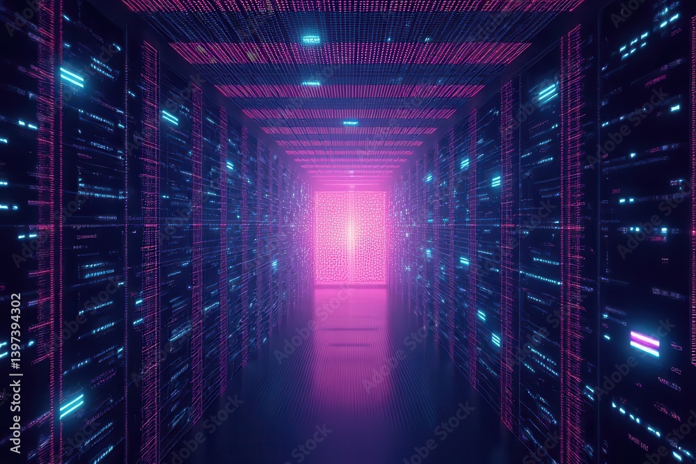 Fototapeta premium Digital guardians encrypting data in visual storytelling corridors