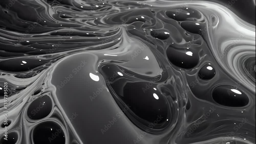 Abstract Black And White Fluid Swirl Motion Abstract Black And White Fluid Swirl Motion