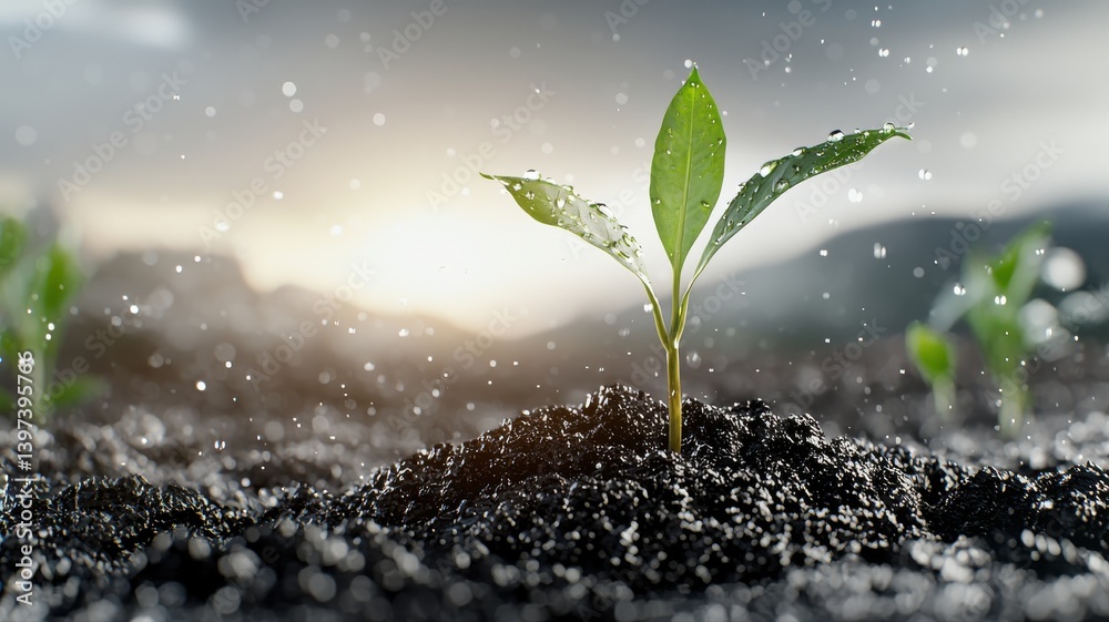 Close-up of a sprouting plant in soil, symbolizing growth and renewal in a natural environment. Close-up of a sprouting plant in soil, symbolizing growth and renewal in a natural environment.
