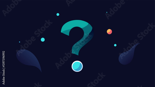 Black and Mystery A deep black background with a glowing question mark and ethereal shapes representing mystery and intrigue while evoking feelings of contemplation.