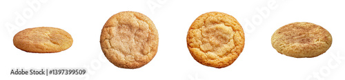 Assorted snickerdoodle cookies in different sizes and textures, cut out - stock png