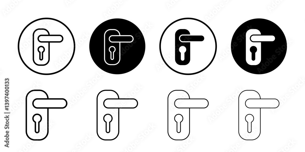 Door handle icon Black and white outline vector Door handle icon Black and white outline vector