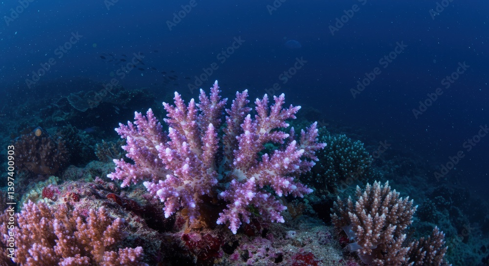 Fototapeta premium Thriving coral reef ecosystem showcasing biodiversity in ocean depths