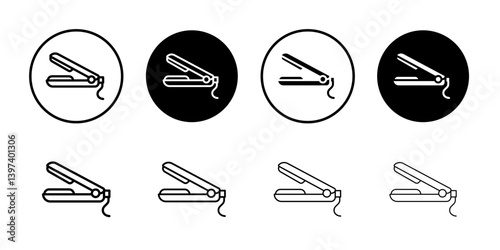 Hair straightener icon Black and white outline vector