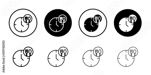 Lunch time icon Black and white outline vector