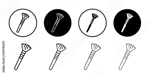Makeup brush icon Black and white outline vector