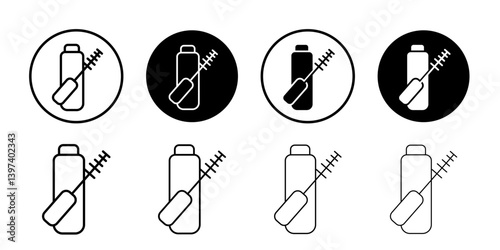 Mascara brush icon Black and white outline vector
