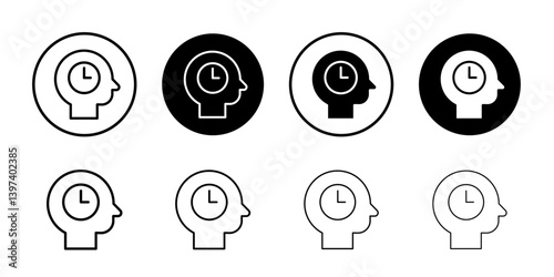 Memory recall icon Black and white outline vector