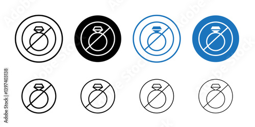 No jewelry sign (2) Black and white outline vector