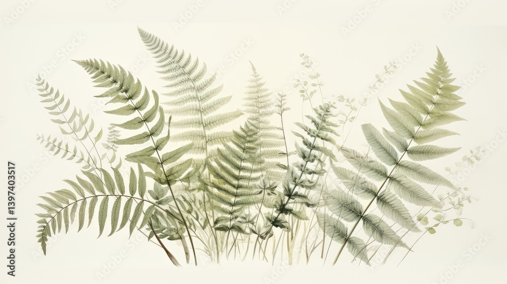 Naklejka premium fronds illustration plants