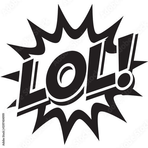 LOL! comic text lettering bright cartoon retro pop art stock illustration