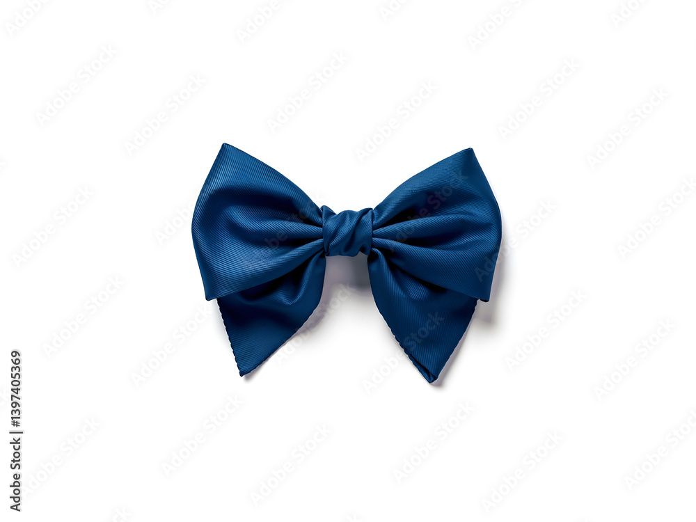 Elegant dark blue bow tie isolated on white background, symbolizing fashion, formality, and celebration. Generative AI