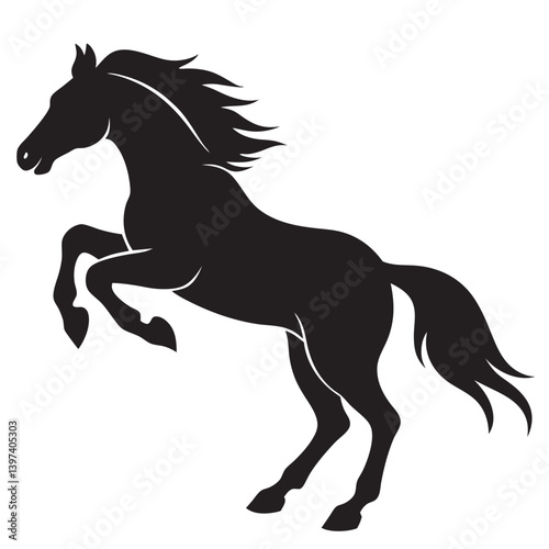 Horse jumping silhouette image