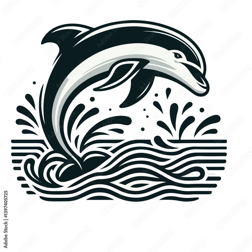 Naklejka premium Leaping Dolphin Splash