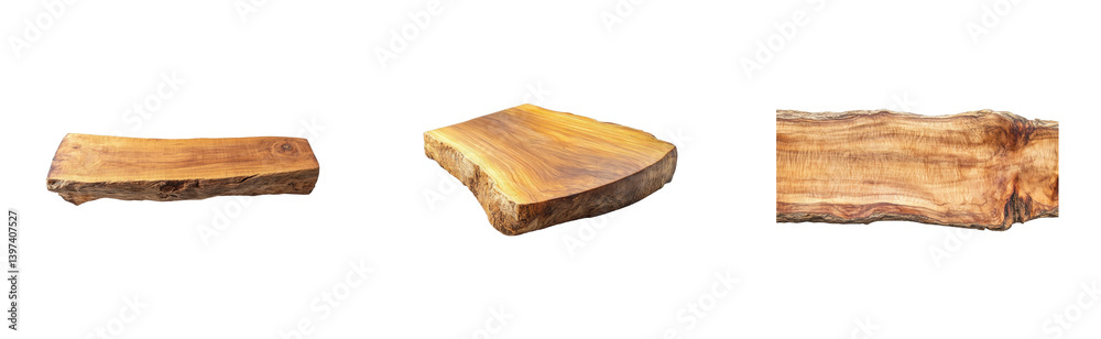 Three natural rustic wooden pieces with varied textures and shapes, cut out - stock png Three natural rustic wooden pieces with varied textures and shapes, cut out - stock png