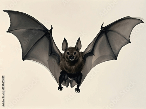 Nocturne in indigo bat isolated watercolor vector illustration svg 