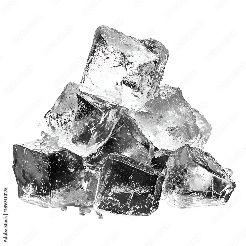 Obraz premium Sparkling Ice Cubes Pile Black Background