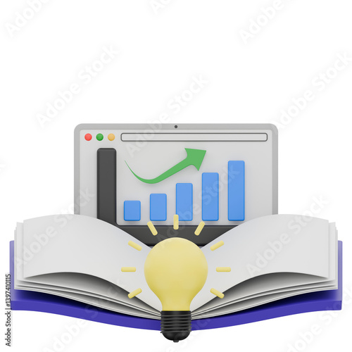 3D Financial Literacy and Education Icon for Mobile App Learning