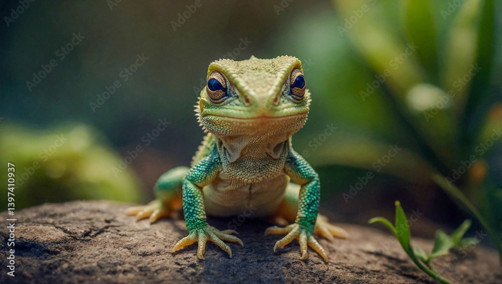 Cute baby lizard character. Cute baby lizard character.