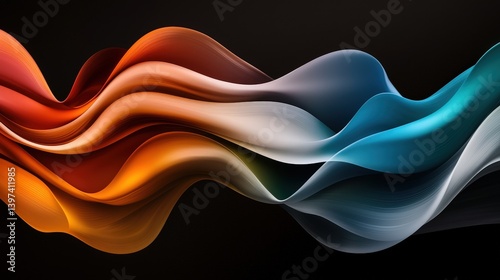A vibrant abstract design featuring flowing waves of color, blending seamlessly to create a dynamic, visually appealing composition.
