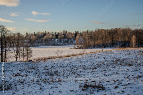 Wallpaper Mural Frozen lake in a winter landscape Torontodigital.ca
