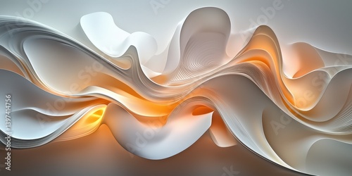 A flowing abstract design featuring soft curves and warm tones, creating a sense of movement and depth.
