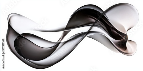 An abstract design featuring fluid black and white waves, creating a sense of movement and elegance.