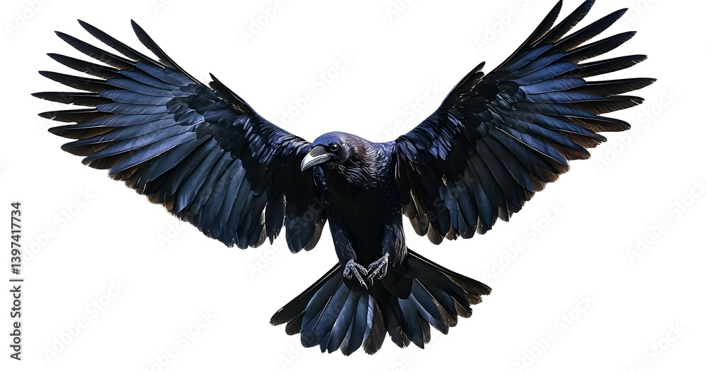 Naklejka premium set of raven crow birds with spread wings
