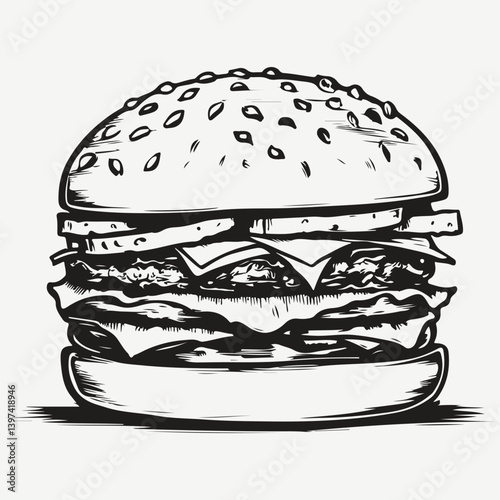 burger cheeseburger sketch illustration