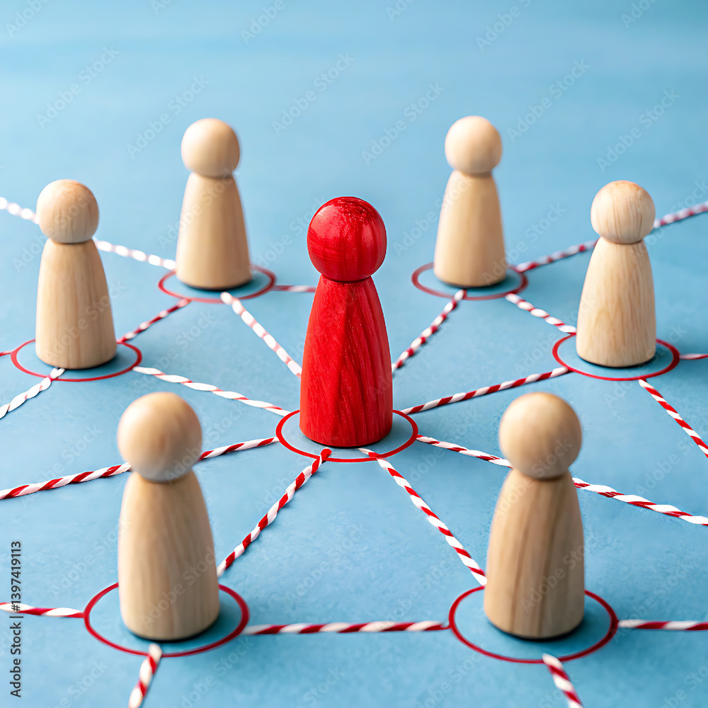 Obraz premium social network connection concept, Chain Influence: How Leaders Spread Ideas, Rumors, and Recruit Followers