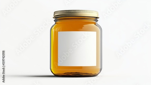 Honey jar mockup with blank label.