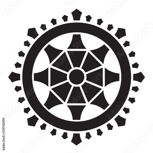 日本の伝統的な家紋「輪宝」のイラストです
An illustration of the traditional Japanese family crest "Rinpo".