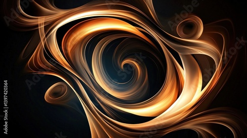 A mesmerizing swirl of golden tones against a dark background, creating a dynamic and abstract visual effect.
