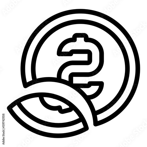 Broken coin line icon, global sanctions concept. Vector graphics. Money coin with fragment, piece sign on white background, style mobile or design.