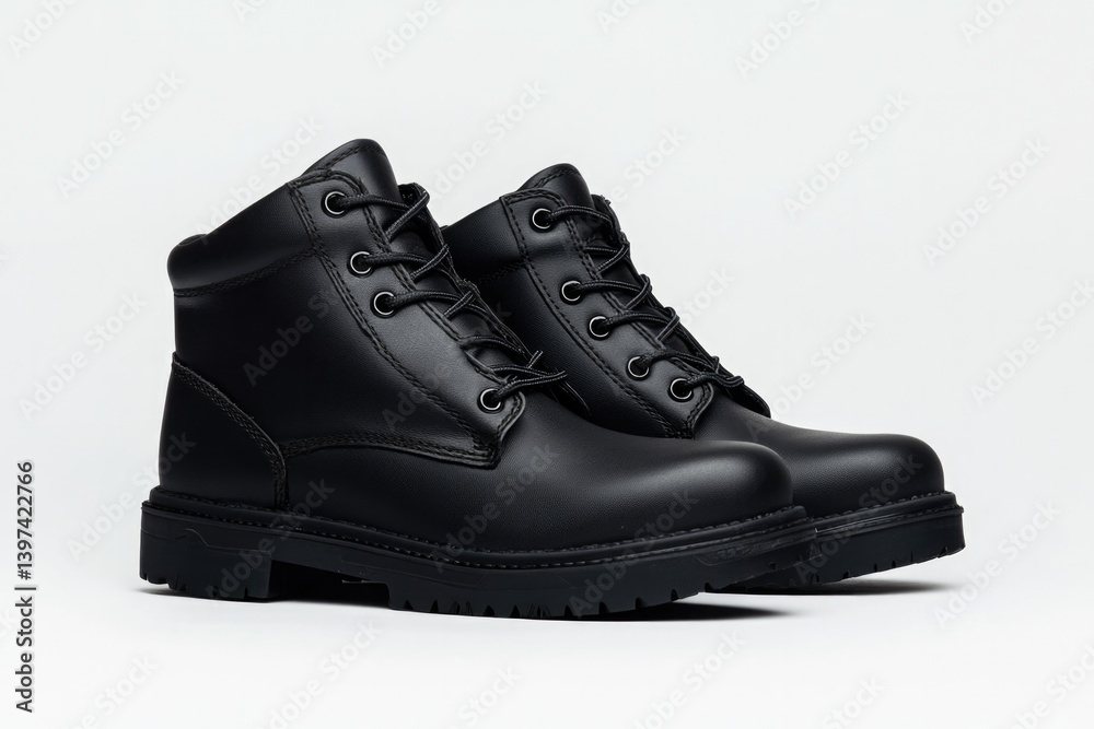 Stylish black boots showcasing sleek design and rugged durabilit Stylish black boots showcasing sleek design and rugged durabilit