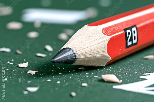 Pencil Close-up on Green Desk