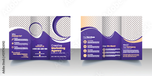 editable trifold brochure template for Corporate business, Modern trifold catalog layout design