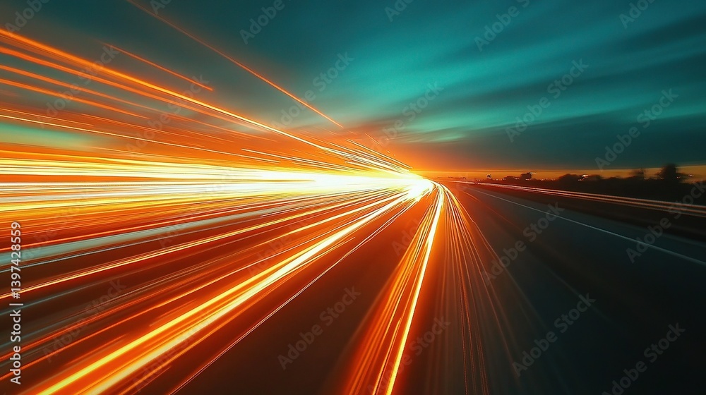Obraz premium Semi Truck Driving on an Empty Road at Sunset with Dramatic Light